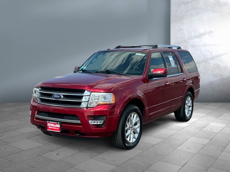 2017 Ford Expedition Limited in Ruby Red Metallic Tinted Clearcoat — front three-quarter view